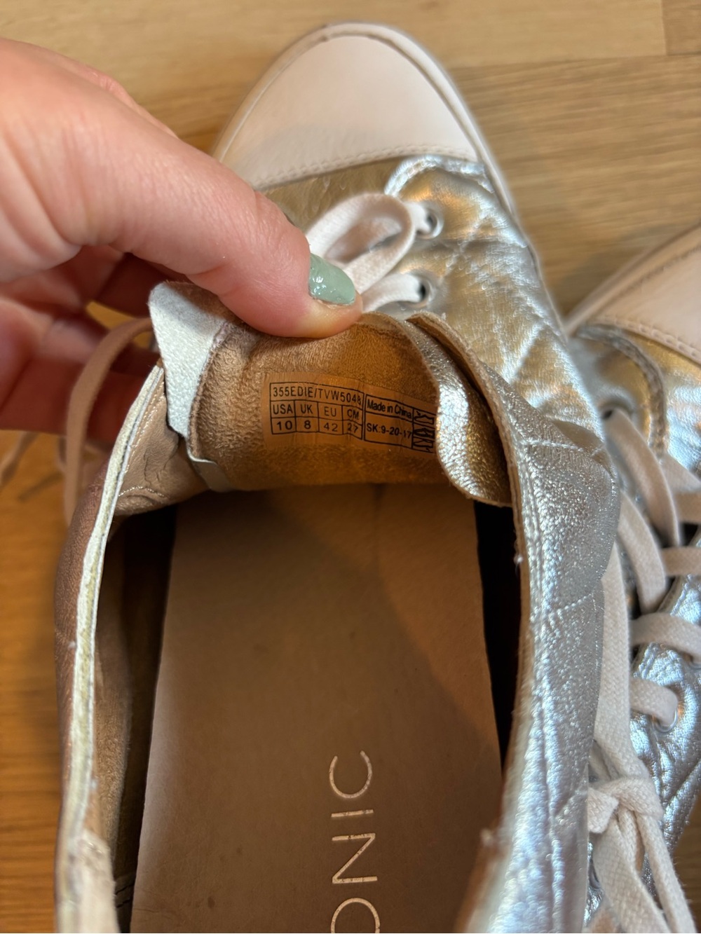 Vionic Quilted Metallic Lace-Up Sneakers in Silver - Picture 9 of 10